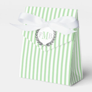Mintgrüne und weiße Streifen-Monogramm-Hochzeit Geschenkschachtel