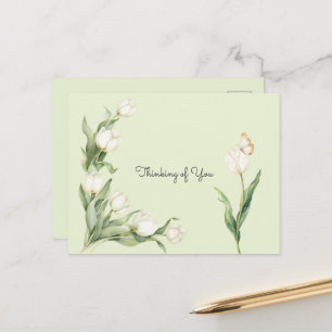 Mintgrüne weiße Tulpen Schmetterling In Gedanken b Postkarte