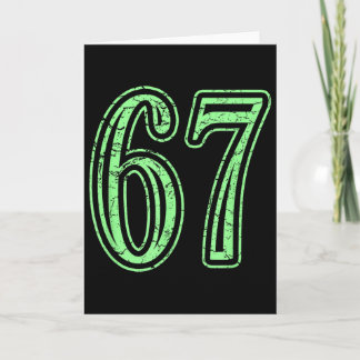 Mintgrüne Zahl 67 Bedrucktes Sportnummern-T-Shirt Karte