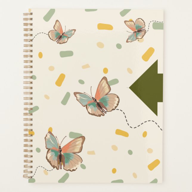 Mintgrüner Ästhetik-Schmetterling-Planer-Notizbuch Planer (Vorderseite)