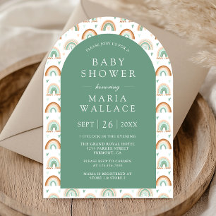 Mintgrüner Bogen Boho Regenbogen Baby Shower Einladung