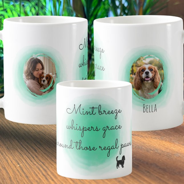 Mintgrüner Cavalier King Custom-Foto Kaffeetasse (Von Creator hochgeladen)