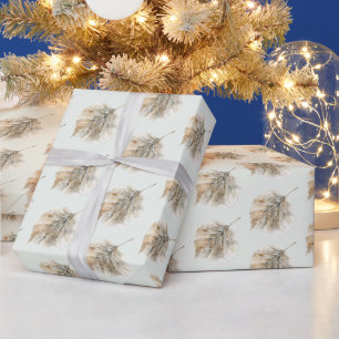 Mintgrüner Champagner Goldene Blätter Weihnachten Geschenkpapier