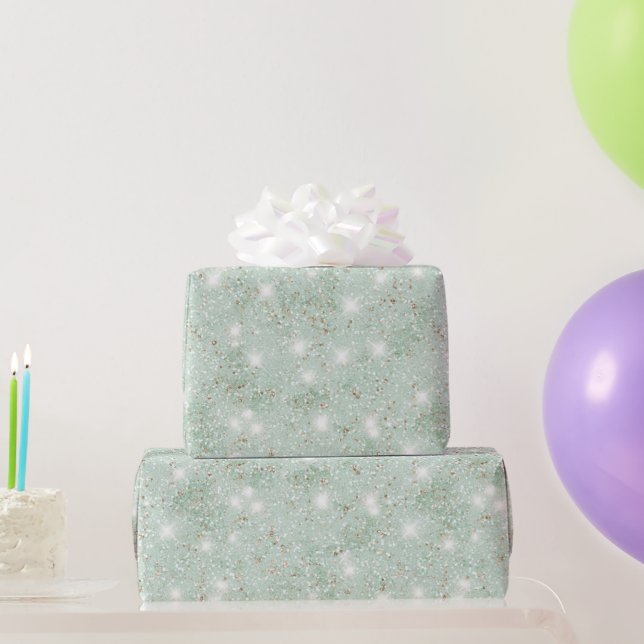Mintgrüner falscher Glitter-Geburtstag Geschenkpapier (Partygeschenke)
