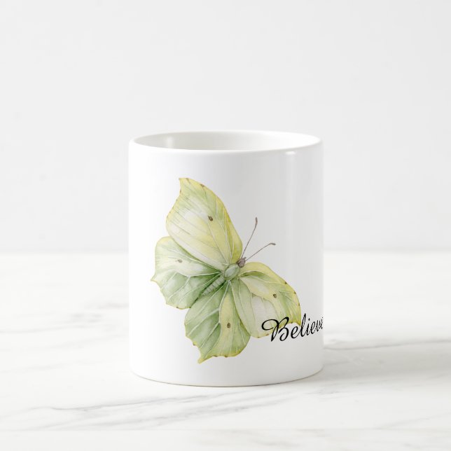 Mintgrüner Schmetterling Glaubt Kaffeetasse (Mittel)