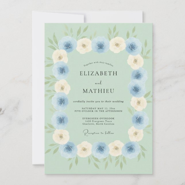 Mintgrüner Traumhochzeit im Frühling Einladung (Vorderseite)