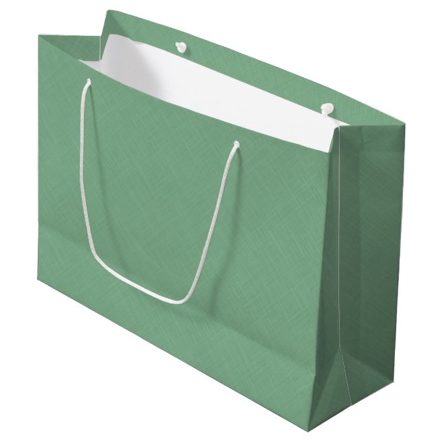 Mintgrünes solides Textil  Große Geschenktüte (Vorderseite Schrägansicht)