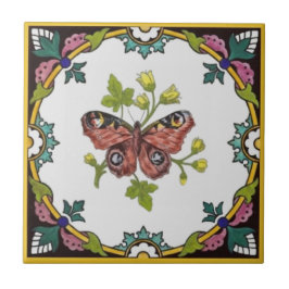 Minton Butterfly Handfarben c.1870 Tile Repro Fliese