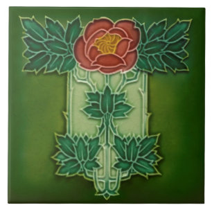 Minton Hollins Art Nouveau Deko Floral Tile Repro Fliese