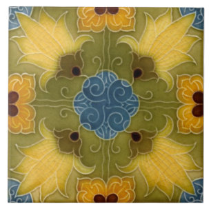 Minton Molded Lilies Majolica Fliese
