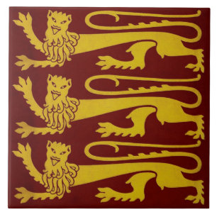 Minton Pugin Gothic Lions Tile 1850s Reproduction Fliese