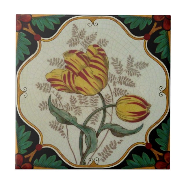 MInton Rembrandt Tulip Hand farbige Print Repro Fliese (Vorderseite)