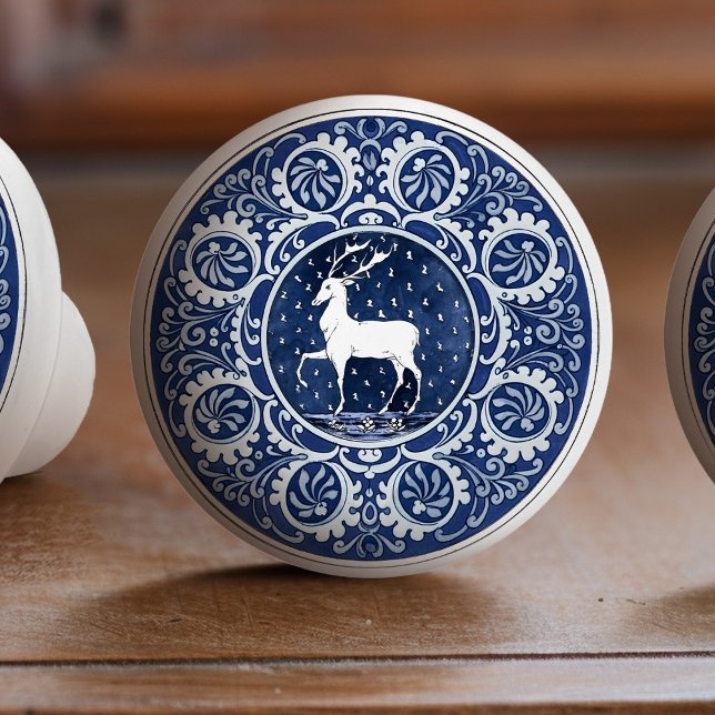 Mintons Deer Antler British Royal Blue Victorian Keramikknauf (Von Creator hochgeladen)