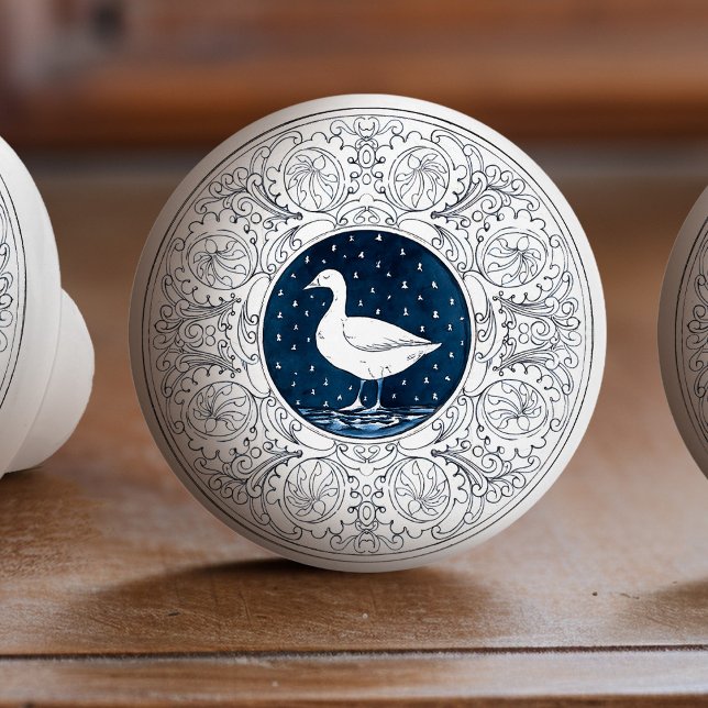Mintons Goose British Royal Blue Victorian Keramikknauf (Von Creator hochgeladen)