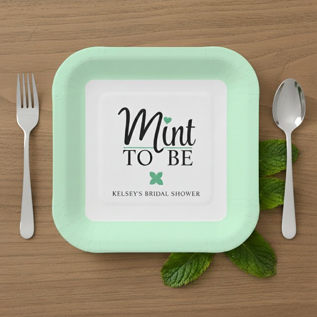 Mints zu werdende Hochzeits-Brautabschiedsparty Pappteller (Mint to Be Wedding Bridal Shower Paper Plates)