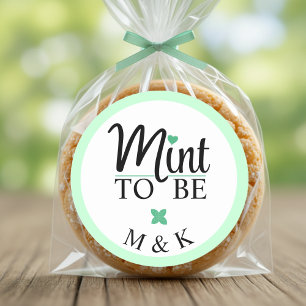 Mints zum monogrammierten Hochzeits-Brautjunggesel Runder Aufkleber
