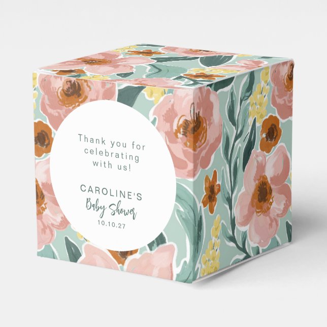 Mintspülung Rosa Blumendusche Baby Baby Danke Geschenkschachtel (Vorderseite)