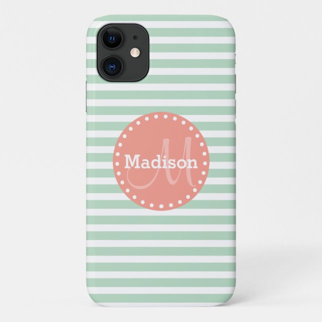 Mintstreifen-Kornmonogramm Case-Mate iPhone Hülle (Rückseite)