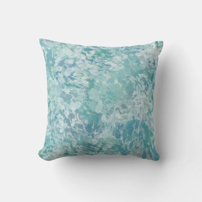 Minty Blue Aqua Pinselpinsel Kissen (Vorderseite)
