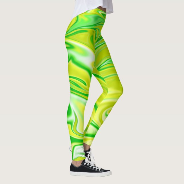 "Minty Dream: Die sanften Wirbel aus grünem Marmor Leggings (Rechts)