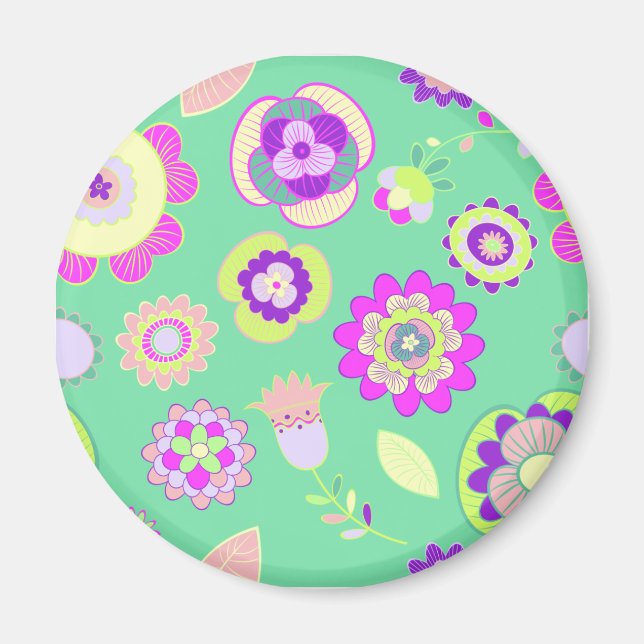 Minty Floral Magnete Magnet (Vorne)