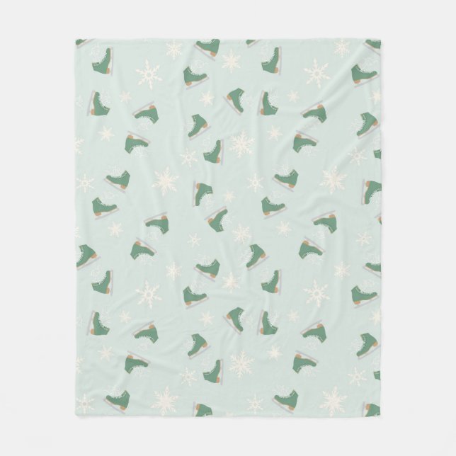 minty green ice skates fleecedecke (Vorderseite)