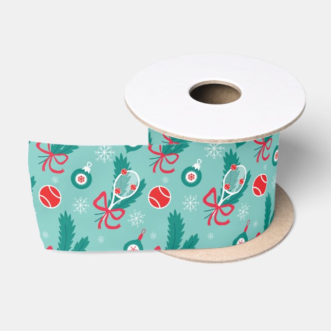 Minty green Tennis Weihnachten Satinband (Spule)