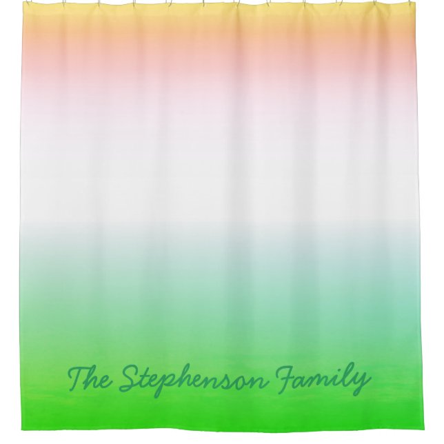 Minty Green to White Gradient mit grünem Script Duschvorhang (Vorderseite)
