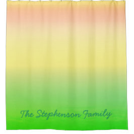 Minty Green to Yellow Gradient mit grünem Skript Duschvorhang