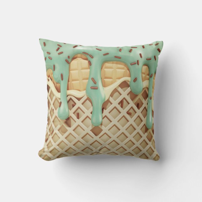 Minty Ice Cream Tropfen Freude Kissen (Vorderseite)