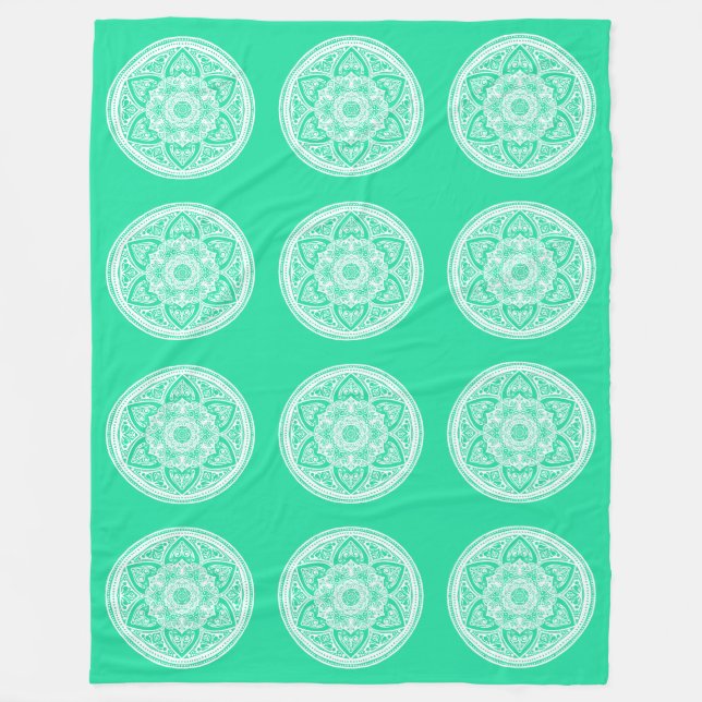 Minty Mandala Fleecedecke (Vorderseite)