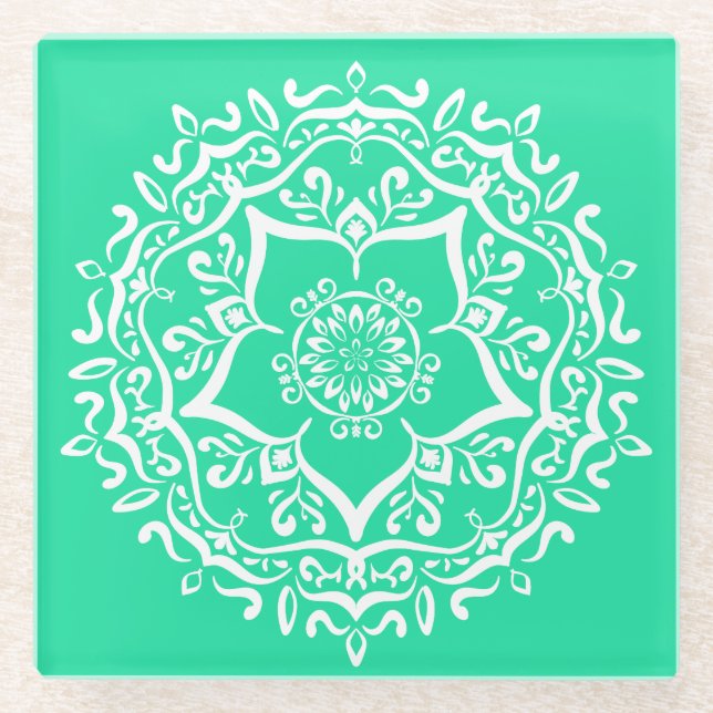 Minty Mandala Glasuntersetzer (Vorderseite)