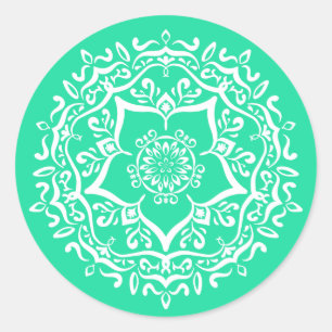 Minty Mandala Runder Aufkleber