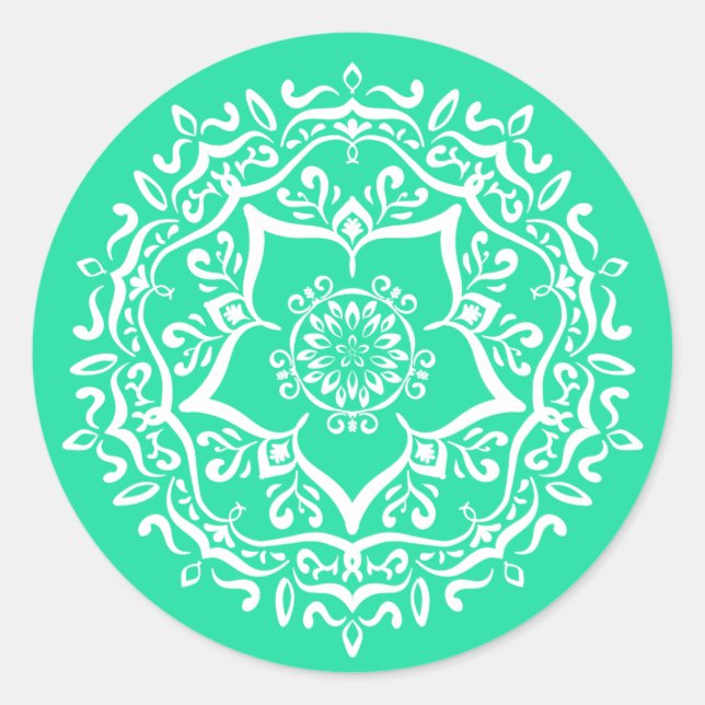 Minty Mandala Runder Aufkleber (Vorderseite)