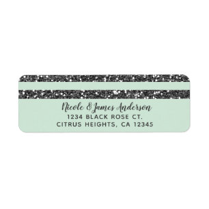 Minty Minze Green & Silver Glitzer Streifen Party