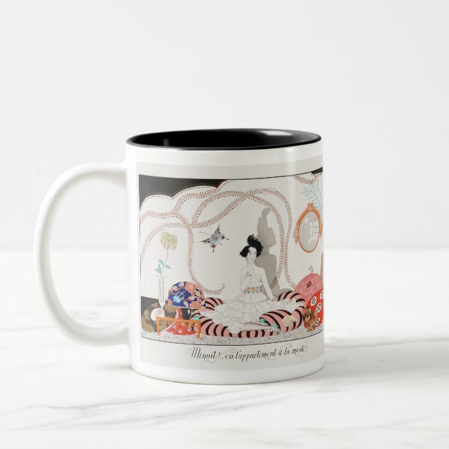 Minuit! französisches Thema Zweifarbige Tasse (Links)