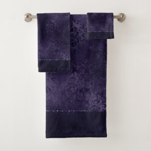 Minuit Indigo Romance Satiny Grunge Damask