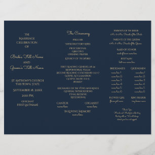 Minuit Sky Tri Programme de Mariage Plier