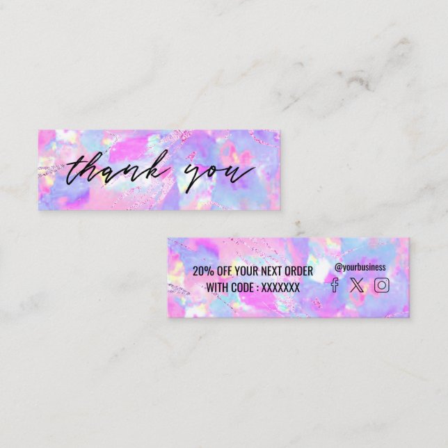 minuscule carte de visite rose violet opal (Devant / Derrière)