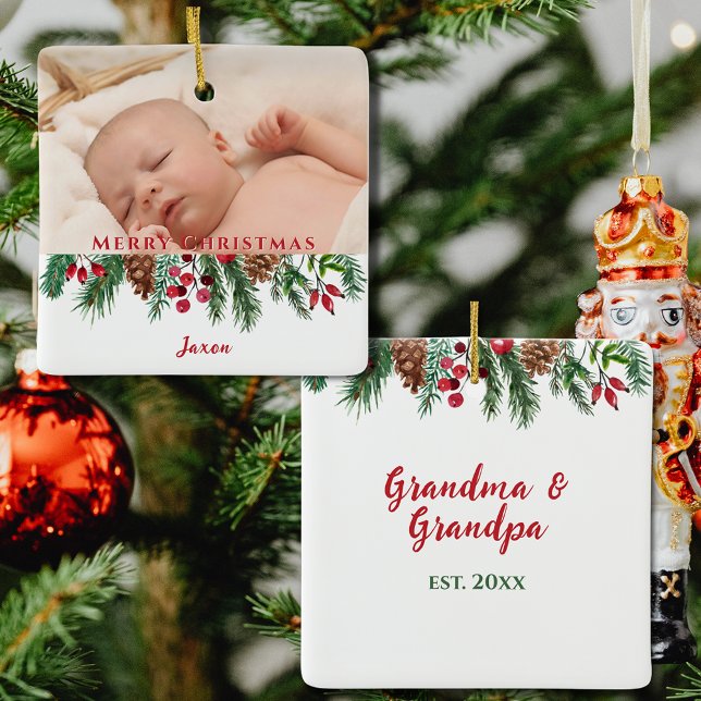 Minuscule grand-mère et ornement grand-père (Minimalist Cute Grandma and Grandpa Ornament
)
