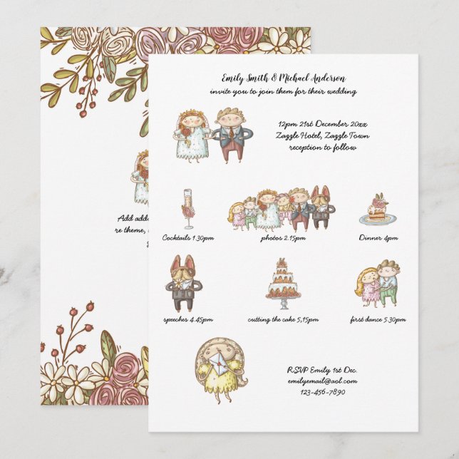 Minuscule Mariage Invitation Rustique manuscrit (Devant / Derrière)