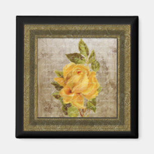 Minuscule Vintage floral imprimé aimant jaune