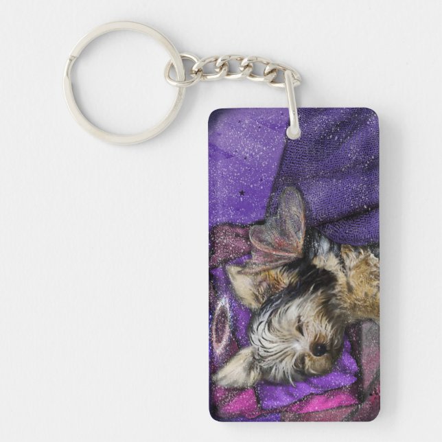 Minuscule Yorkie dormant Angel Halo Memorial Art (Devant)