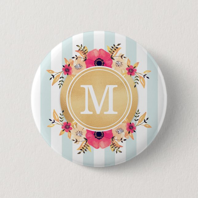 Minusstreifen Wasserfarbige Blume Imitate Gold Mon Button (Vorderseite)