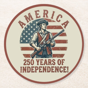 Minuteman Patriot Runder Pappuntersetzer