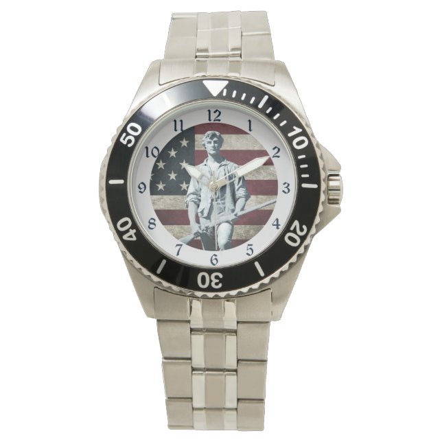 Minuteman Patriot USA Flag Armbanduhr (Vorderseite)