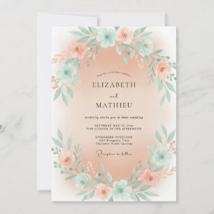 Minz-Aprikosen-Blüten-Hochzeit Einladung