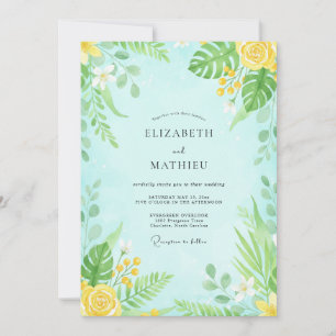Minz-Aquarell-Hochzeit Einladung