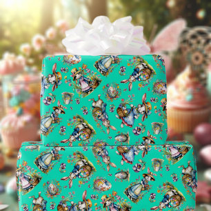 Minz-Aquarell-Osterhase-Eier-Blumen  Geschenkpapier