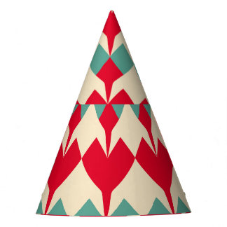 Minz blau, rote Herzen Kachelmuster. Partyhütchen